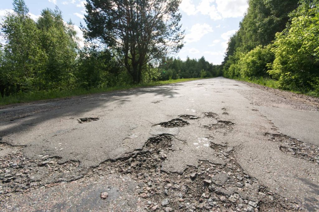 road hazard debris and potholes